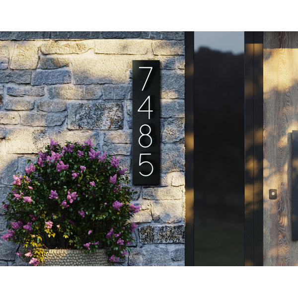 White Harmony House Number Plaque For Outdoor, Modern Address Signs
